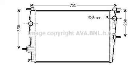 Радіатор охолодження двигуна RENAULT FLUENCE, AVA COOLING (RT2458)