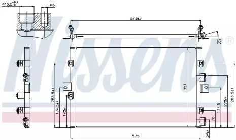 Радиатор, конденсор кондиционера CHRYSLER PT, NISSENS (940307)