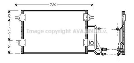 Радіатор, конденсор кондиціонера VW PASSAT, AUDI A4, AVA COOLING (AI5140)