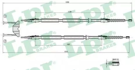 Трос ручного гальма VAUXHALL ASTRA, OPEL ASTRA, LPR (C0537B)