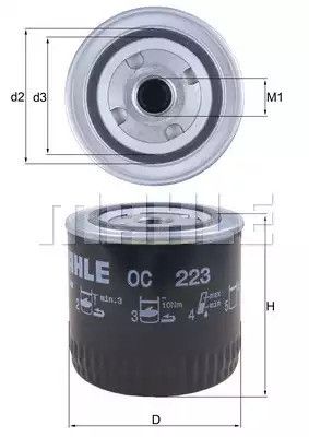 Фильтр масляный CHERY TIGGO, ISUZU KB, MAHLE/KNECHT (OC223)