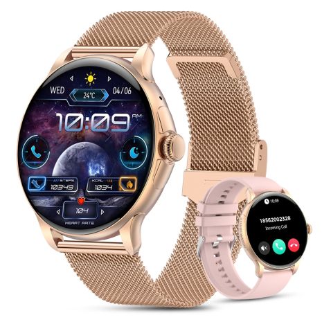 Смарт годинник Smart Holiday Gold Steel, 2 ремінці UWatch 1745