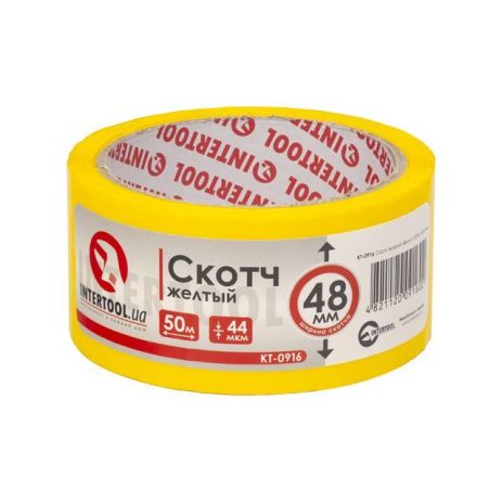 Скотч желтый 48мм*50м*44мкм INTERTOOL KT-0916