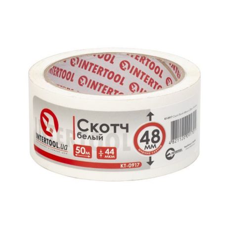 Скотч білий 48мм*50м*44мкм INTERTOOL KT-0917