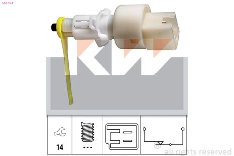 Выключатель датчик стоп сигнала FIAT PUNTO, FIAT DOBLO, KW (510153)