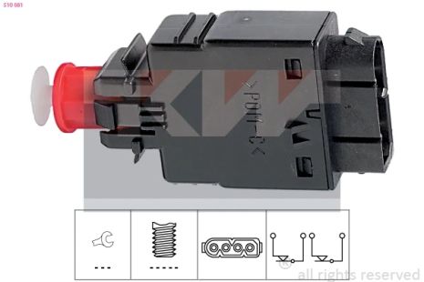 Выключатель датчик стоп сигнала LAND ROVER, OPEL OMEGA, BMW E32/E34/E36 90-99, KW (510081)