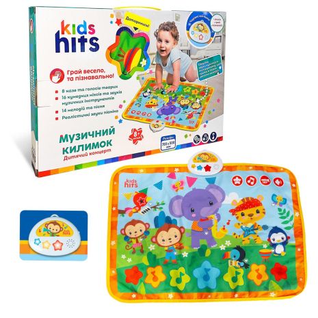 Килимок муз. Kids Hits 70*50см, Дитячий концерт, бат., комплект, голоси тварин, муз.інструменти, мелодіі,