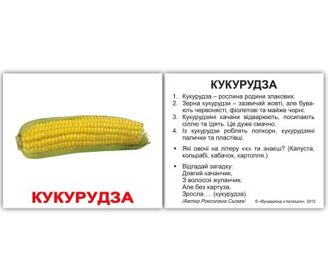 Картки міні українські з фактами "Овочі" 40шт, в пак. 8*10см, ТМ Вундеркінд з пелюшок, Україна