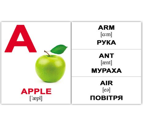 Картки міні українсько-англійські "Alphabet" 40 карт., у пак. 8*10см, ТМ Вундеркінд з пелюшок, Україна