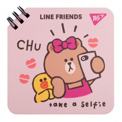 Блокнот YES 11*11см, 80 арк., подв. cпіраль "Line Friends" Chu