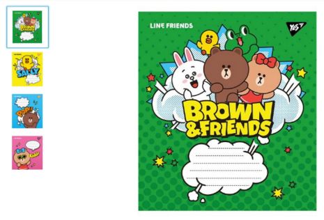 Зошит 12 арк., коса лін. "Line friends", ЦІНА ЗА УП. 25ШТ, ТМ YES, Україна