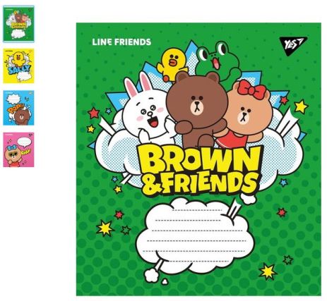 Тетрадь 18 арк., клітинка "Line friends", ЦІНА ЗА УП. 25ШТ, ТМ YES, Україна