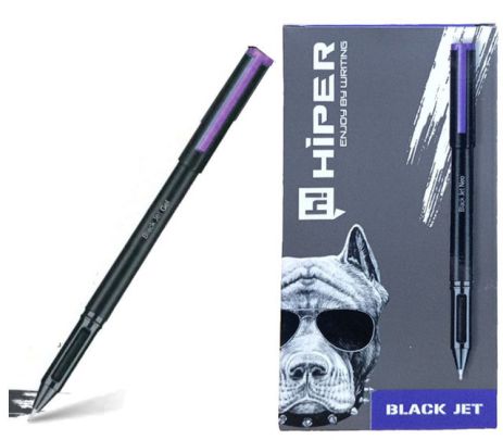 Ручка гелева Hiper Black Jet GEL 1.0mm, фіолетова, ЦІНА ЗА УП.10ШТ