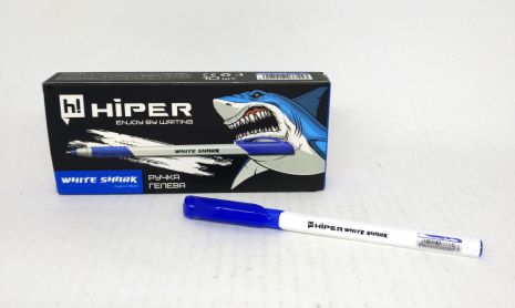 Ручка гелева Hiper White Shark, 0,6мм, синя, ЦІНА ЗА УП. 10ШТ, біля кор. 15*7*2см, ТМ Hiper