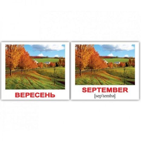 Картки міні українсько-англійські "Порі року/Seasons" 40шт., в пак. 8*10см, ТМ Вундеркінд з пелюшок, Україна