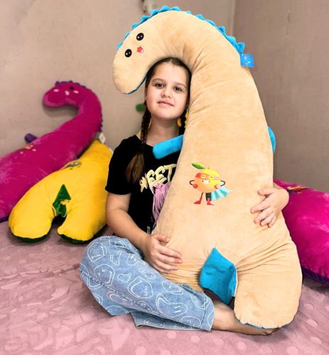 М'яка іграшка подушка-обіймашка "DinoDream" 110см, бежево-блакитна, ТМ Dreamtoys