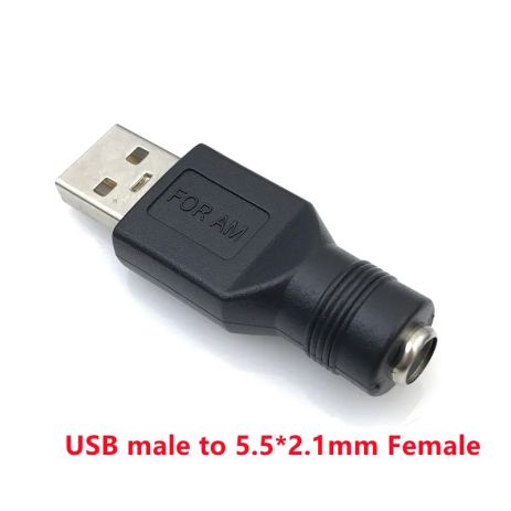 Адаптер USB M/Male/Папа/Вилка To DC F/Female/Гнездо/Мама 5.5x2.1 (переходник)