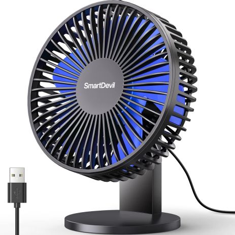 Вентилятор портативний SmartDevil F9 | 4 Speeds Portable Desktop Table Fan, Type-C, Black-Blue