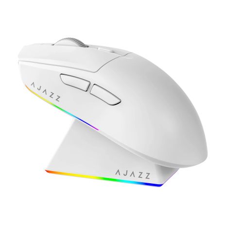 Бездротова трирежимна миша AJAZZ AJ139MAX PAW3395 із магнітною зарядною базою RGB Біла