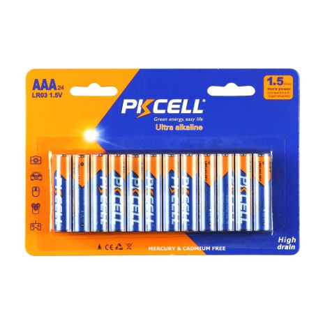 Батарейка лужна PKCELL 1.5V AAA/LR03, 24 штуки в блістері (PC/LR03-24B) ААА