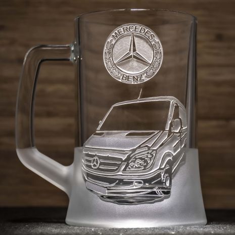 Пивний келих із гравіюванням автомобіля Mercedes Sprinter Мерседес Спрінтер – подарунок для автолюбителя