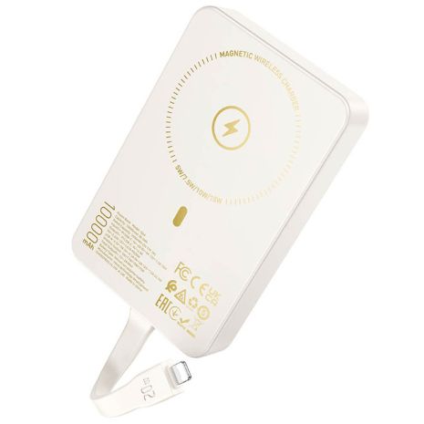 Power bank Hoco Q24 10000mAh 22.5W PD 20W магнітний з функцією бездротової зарядки milky white