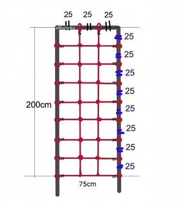 Сетка для лазанья c S-Hook, 0,75 * 2 м. краcная