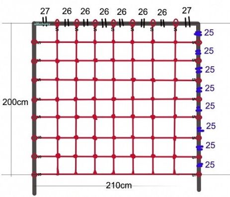 Сетка для лазанья 2,00 x 2,10 м S-Hook для детских игровых комплексов