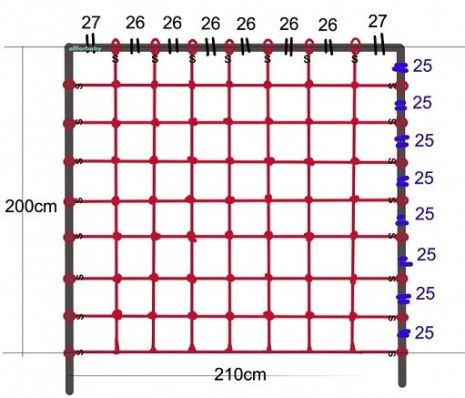 Сітка для лазіння 2,00 x 2,10 м S-Hook для дитячих ігрових комплексів