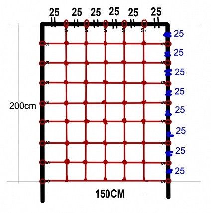 Гладиаторская сетка для лазанья 200 x 150 cм S-Hook для детских игровых комплексов