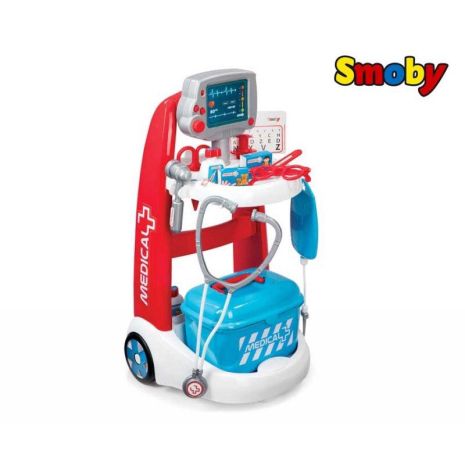 Электронная тележка доктора Smoby 340202, звук 16 аксессуаров