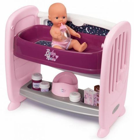 Іграшкове ліжечко 2в1 з пелінатором та лялькою Baby Nurse Smoby 220353