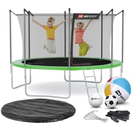 Батут Hop-Sport 12ft (366см) зеленый с внутренней сеткой