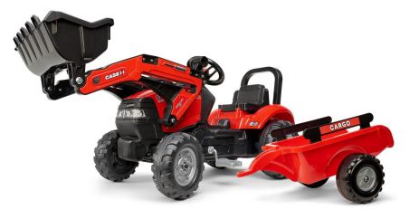 Дитячий трактор на педалях з причепом та переднім ковшом Falk 961AM CASE IH MAXXUM (колір – червоний)