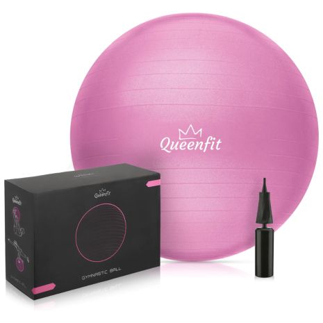 Фітбол Queenfit 65см рожевий + насос