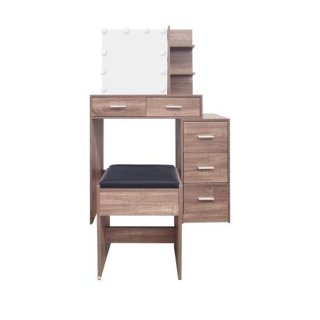 Туалетный, косметический столик + табурет с подсветкой AVKO ADT17 Grey Walnut