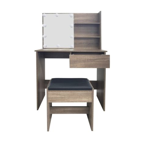 Туалетный, косметический столик + табурет с подсветкой AVKO ADT9 Grey Walnut