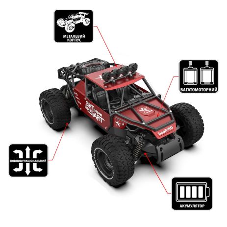 Автомобіль OFF-ROAD CRAWLER з р/к - RACE (матовий червоний, метал. корпус, акум.6V, 1:14)