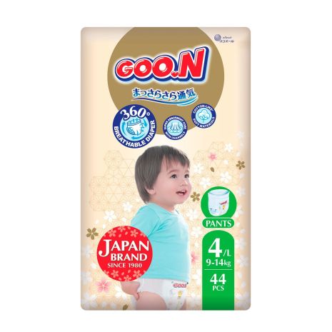 Трусики-підгузки GOO.N Premium Soft для дітей 9-14 кг (розмір 4(L), унісекс, 44 шт)