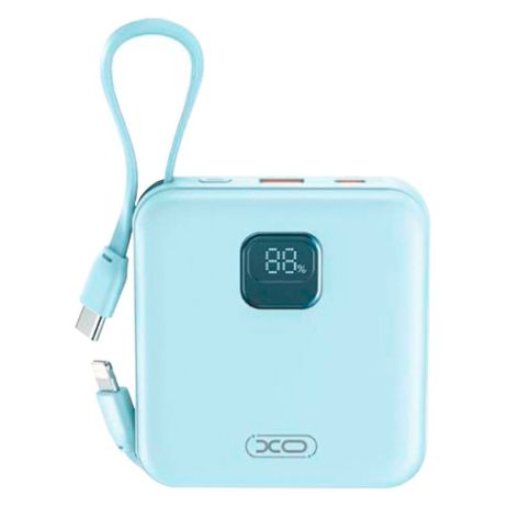 Power Bank XO PR235 22.5W with built-in iP and TYPE-C cable 10000 mAh Блакитний