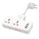 Подовжувач HOCO Reise 2-position expansion socket AC12A | 3USB/Type-C, PD/QC, 30W/10A | white