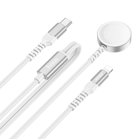 Бездротове ЗУ HOCO CW54 2-in-1 charging cable iP+iWatch White