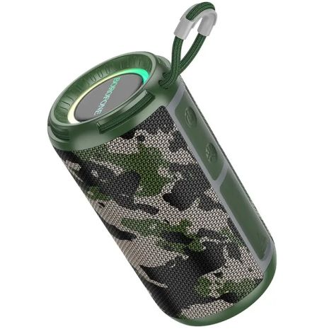 Акустика Borofone BR37 Noble sports BT speaker |BT5.3, USB/TF/FM/AUX, TWS, 5Wx2, 2h| Camouflage-Green