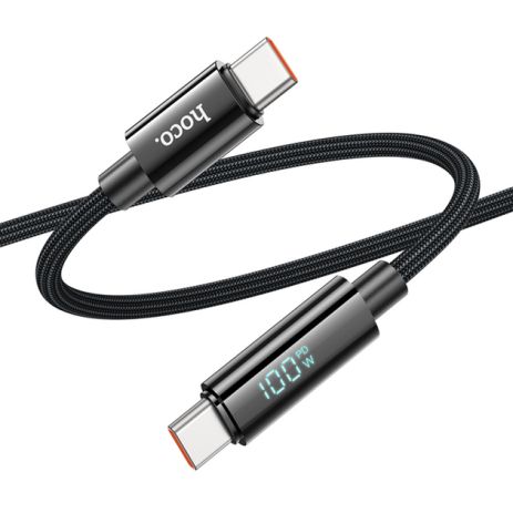 Кабель HOCO U125 Benefit 100W charging data cable with display Type-C to Type-C 1.2m Black