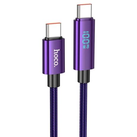 Кабель HOCO U125 Benefit 100W charging data cable with display Type-C to Type-C 1.2m Purple