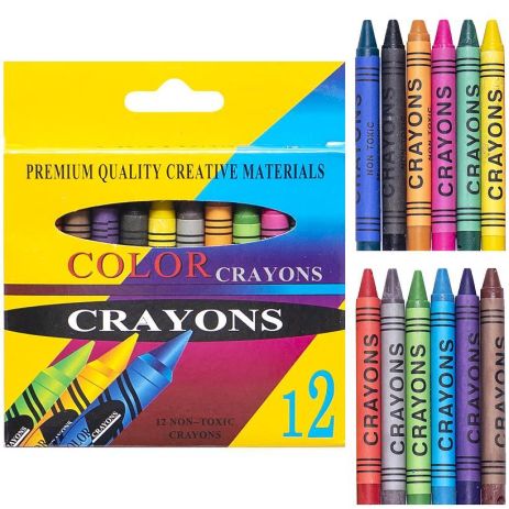 Карандаши восковые 12 цветов CRAYONS