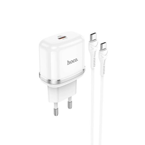 Адаптер Мережевий HOCO Victorious single port charger N24 | 1Type-C, 20W/3A, PD/QC | white