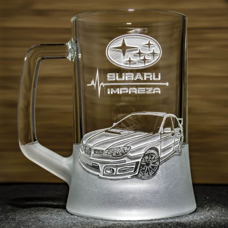 Пивний келих із гравіюванням автомобіля Subaru Impreza Субару Імпреза – подарунок для автолюбителя