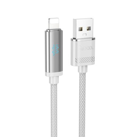 Кабель Hoco U127 з дисплеєм USB to Lightning 1.2m silver gray