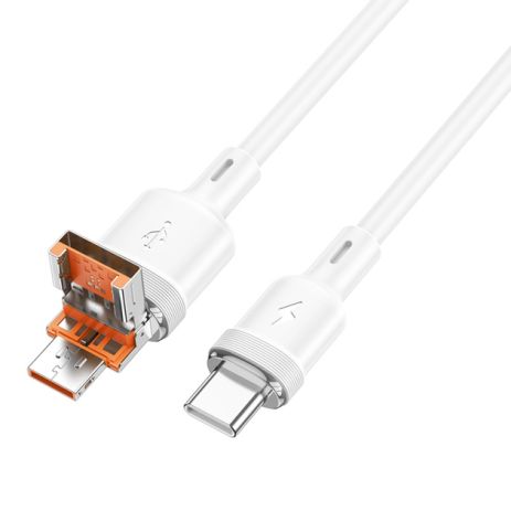 Кабель Hoco U131 2в1 USB/ Type-C to Type-C 1.2m white